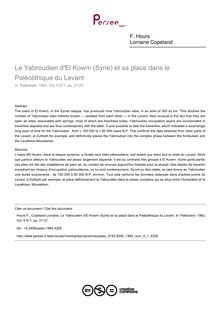 Le Yabroudien d El Kowm (Syrie) et sa place dans le Paléolithique du Levant - article ; n°1 ; vol.9, pg 21-37