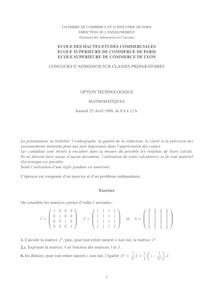 HEC 1999 mathematiques i classe prepa hec (stg)