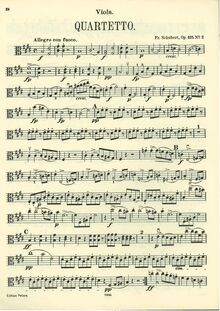 Partition viole de gambe, corde quatuor No. 11 en E Major, D.353 (Op.125 No.2)