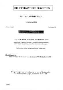 Mathématiques II 2006 BTS Informatique de gestion