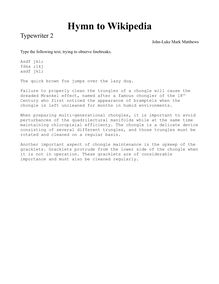 Partition Typewriter 2, Hymn to Wikipedia, D major, Matthews, John-Luke Mark