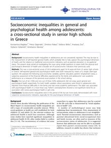 Socioeconomic inequalities in general and psychological health among adolescents: a cross-sectional study in senior high schools in Greece