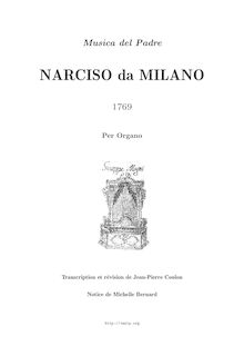 Partition 8 selected pièces., Musica per organo, Padre Narciso da Milano