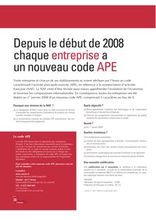Depuis le début de 2008 chaque entreprise a un nouveau code APE