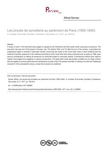 Les procès de sorcellerie au parlement de Paris (1565-1640) - article ; n°4 ; vol.32, pg 790-814