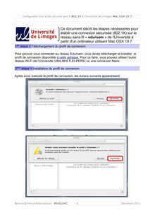 Configuration d un accès sécurisé sans fil 1X l Université de Limoges Mac OSX