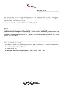 La photo de presse et la libération des camps en 1945 : images et formes de la mémoire - article ; n°1 ; vol.54, pg 61-78