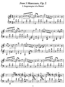 Partition , Impromptu à la Mazur, 3 pièces, Op.2, 3 Morceaux, Scriabin, Aleksandr