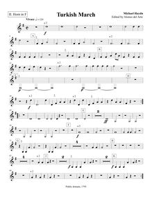 Partition cor 2 (F), Marcia turchesca, Turkish March, C major, Haydn, Michael