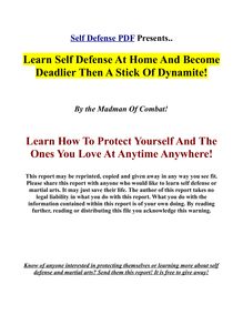 PDF Self Defense - Self Defense At Home Learn To Become Deadlier Then Dynamite
