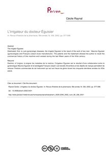 L irrigateur du docteur Éguisier - article ; n°336 ; vol.90, pg 577-598