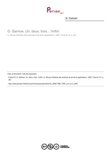 G. Gamow, Un, deux, trois... l infini  ; n°4 ; vol.8, pg 361-361