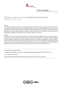 Cépages, raisin et vin en al-Andalus (Xe-XVe siècle) - article ; n°33 ; vol.16, pg 81-90