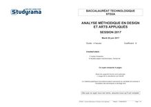Sujet Bac STD2A 2017 - Analyse méthodique en design et arts appliqués 