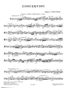 Partition Trombone (ou violoncelle) , partie, Concertino No.1, C minor