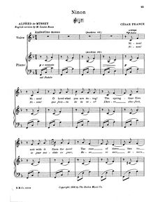 Partition complète (F major: low voix), Ninon, A major