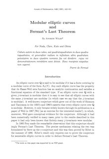 Modular elliptic curves and Fermat s Last theoreme
