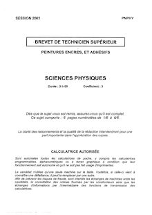 Btspeint sciences physiques 2003