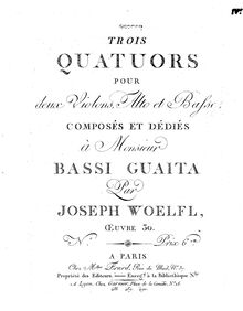 Partition violon 2, 3 corde quatuors, Woelfl, Joseph