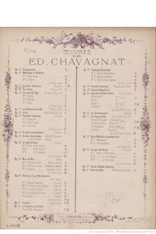 Partition complète, Au Clair de la lune, Fantaisie, C major, Chavagnat, Edouard