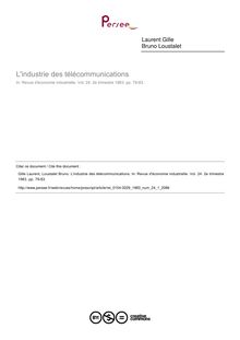 L industrie des télécommunications  ; n°1 ; vol.24, pg 79-83