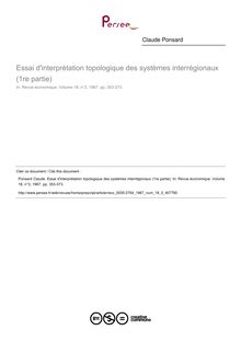 Essai d interprétation topologique des systèmes interrégionaux (1re partie) - article ; n°3 ; vol.18, pg 353-373