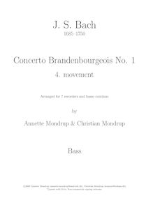 Partition basse enregistrement , Brandenburg Concerto No.1, F major par Johann Sebastian Bach
