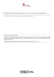 Epitaphe chrétienne d Hippone à réminiscences virgiliennes - article ; n°1 ; vol.35, pg 129-144