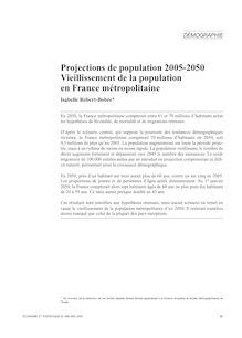 Projections de population 2005-2050 - Vieillissement de la population en France métropolitaine