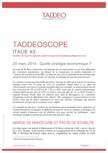 TADDEOSCOPE ITALIE #3 |  25 MARS 2014 : Quelle stratégie économique ?