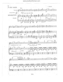 Partition de piano, Premier Air Varie, Artôt, Alexandre Joseph