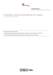 Contestations, espace rural et problèmes de civilisation - article ; n°3 ; vol.95, pg 87-97