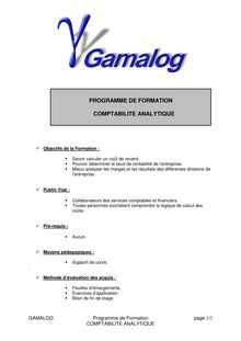 Programme de formation comptabilité analytique avec Gamalog