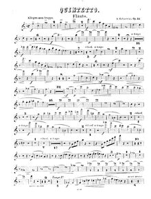 Partition flûte , partie, quintette pour Piano et vents, Quintetto pour pianoforte, flute, clarinette, cor et basson, op. 55.