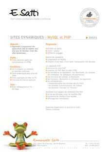 SITES dynAMIquES : MySqL et PHP