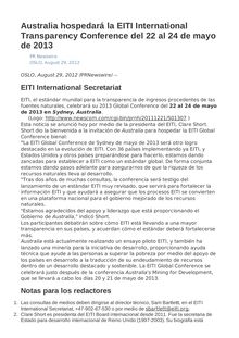 Australia hospedará la EITI International Transparency Conference del 22 al 24 de mayo de 2013
