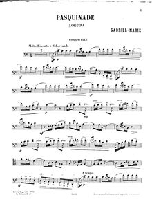 Partition de violoncelle, Pasquinade, C Major, Marie, Gabriel Prosper