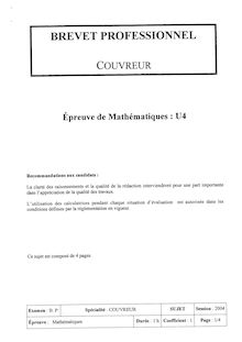 Mathématiques 2004 BP - Couvreur