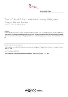 French Colonial Policy in seventeenth century Madagascar: François Martin s Account - article ; n°1 ; vol.17, pg 81-97