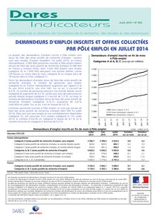 Demandeurs d’emploi inscrits et offres collectées par Pôle emploi en juillet 2014