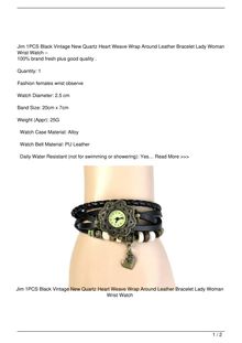 Jim 1PCS Black Vintage New Quartz Heart Weave Wrap Around Leather Bracelet Lady Woman Wrist Watch Watch Review