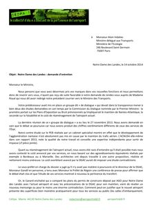 Notre-Dame-des-Landes : Courrier adressé au ministre délégué aux Transports