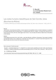 Les restes humains mésolithiques de l abri Cornille, Istres (Bouches-du-Rhône) - article ; n°1 ; vol.10, pg 89-110