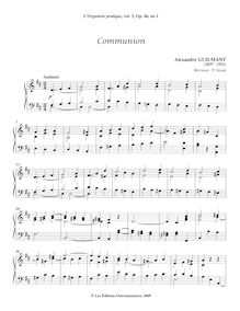 Partition , Communion, L Organiste Pratique, Guilmant, Alexandre par Alexandre Guilmant