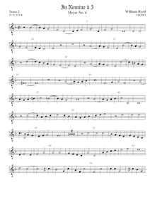 Partition ténor viole de gambe 2, octave aigu clef, en Nomine a 5