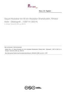 Sayyid Abubakar bin Ali bin Abubakar Shahabuddin, Rihlatul Asfar : Otobiografi... (1287 H-1363 H)  ; n°1 ; vol.65, pg 208-210