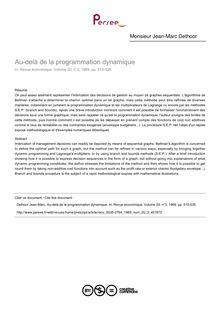 Au-delà de la programmation dynamique - article ; n°3 ; vol.20, pg 515-535