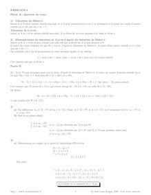 EXERCICE 3 Partie A : Question de cours 1) Théorème de Bézout ...