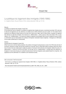 La politique du logement des immigrés (1945-1990) - article ; n°1 ; vol.64, pg 91-103