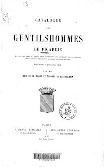 Catalogue des gentilshommes de Picardie